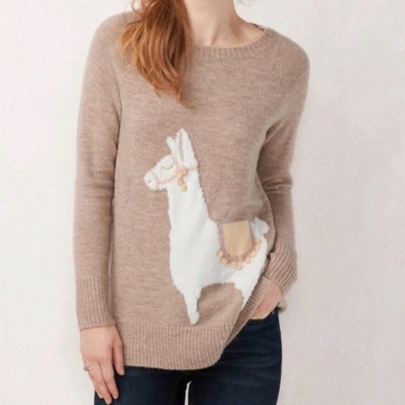 LC Lauren Conrad Sweaters - Lauren Conrad Llama Graphic Tunic Sweater Sz M NWT